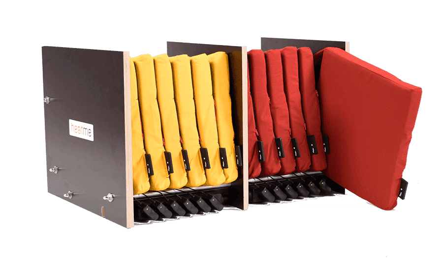 heatme QUADA für classic Heizkissen Ladebox Aufbewahrung Gastro Kirchen 1 Netzstecker inklusive 12 Kissen